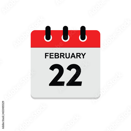 calender icon, 22 february icon with white background