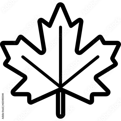 Maple leaf single icon black outline vector