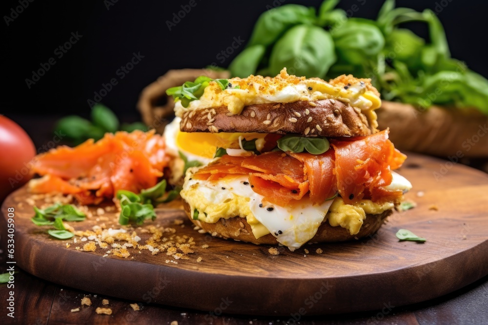bagels with cream cheese and smoked salmon