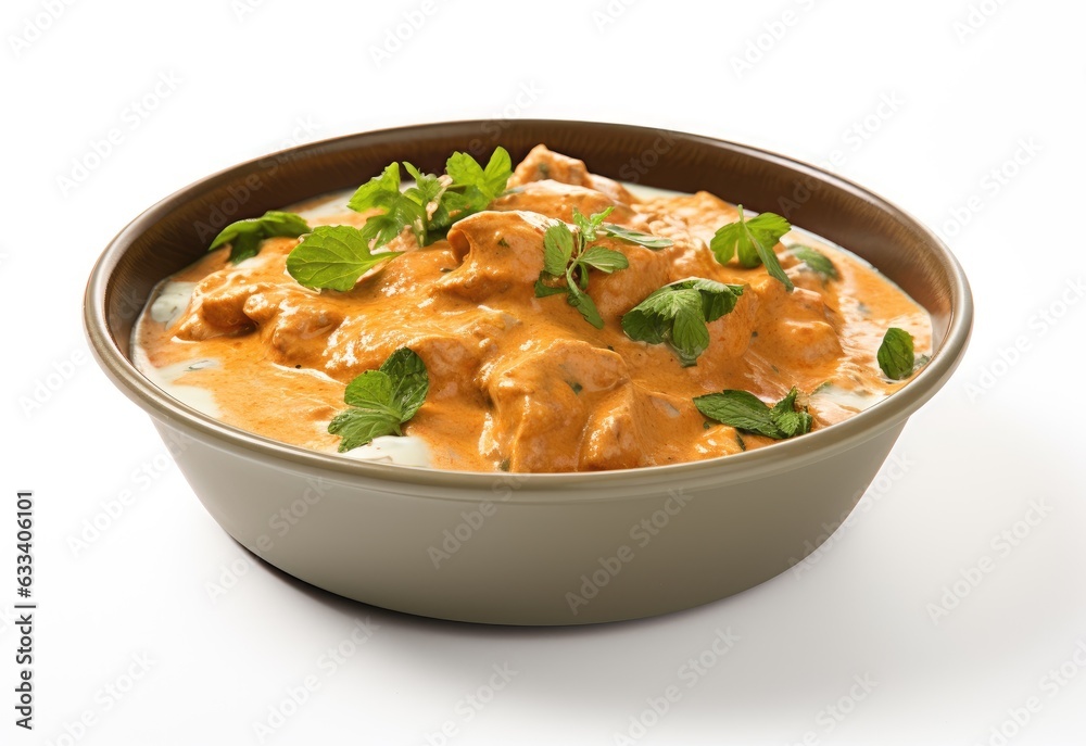 Butter Chicken in a bowl looks delicious isolated on white background Butter Chicken in a bowl looks delicious isolated on white background