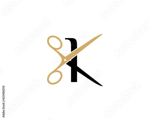 Letter K with Scissor Logo Vector 002