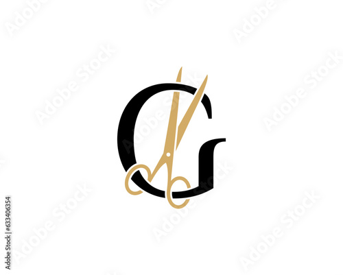 Letter G with Scissor Logo Vector 002