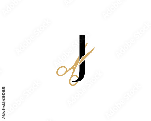 Letter J with Scissor Logo Vector 002