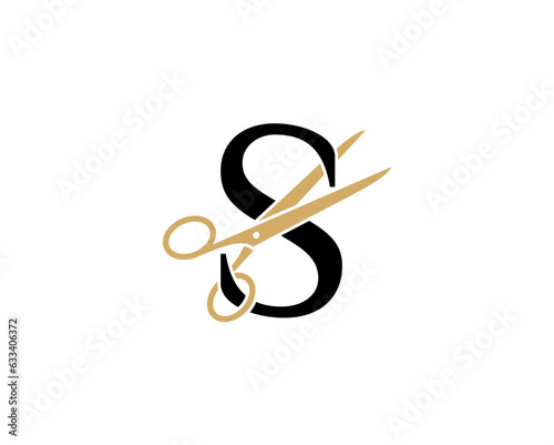 Letter S with Scissor Logo Vector 002