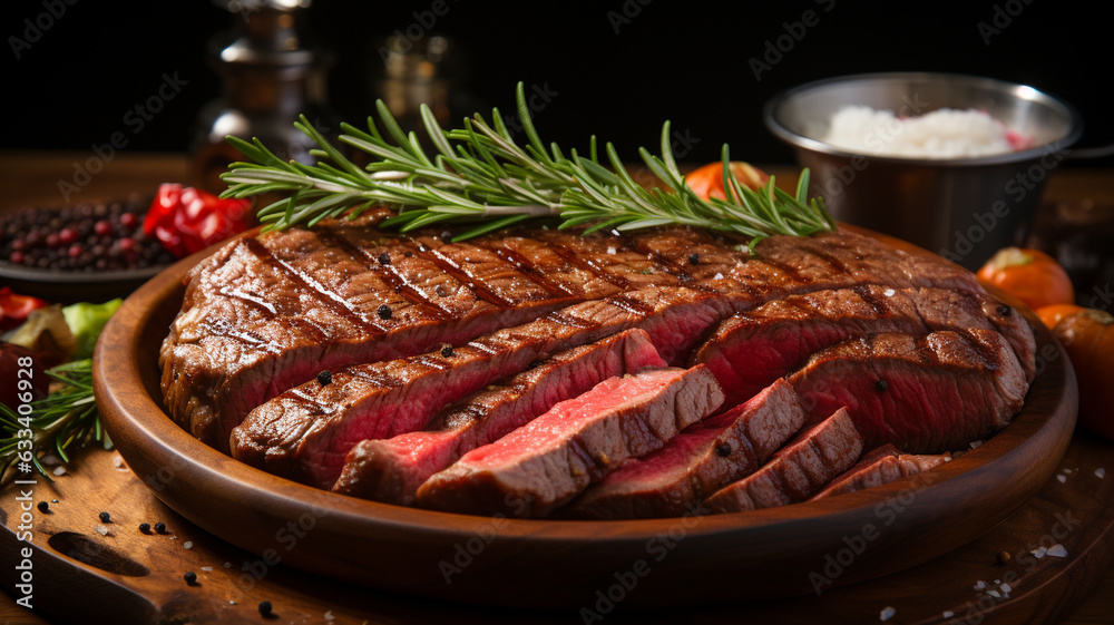 fresh raw beef steak with rosemary and spices fresh raw beef steak with rosemary and spices