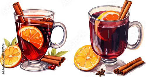 Mulled wine clipart, isolated vector illustration.