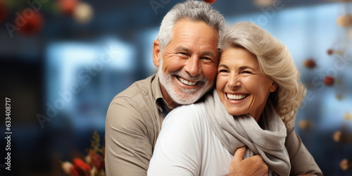 Golden Years Bliss: Smiling Senior Couple Portrait