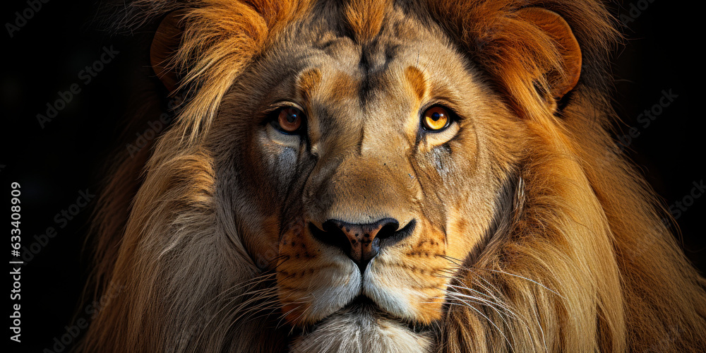 Naklejka premium The Lion King: Majestic Beast Isolated on Black