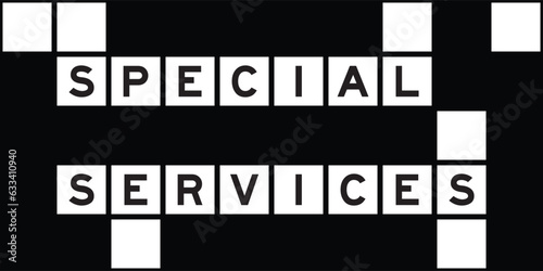 Alphabet letter in word special services on crossword puzzle background
