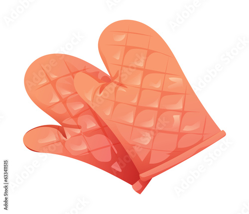 Kitchen gloves vector illustration. Cooking gloves or oven mitts isolated on white background