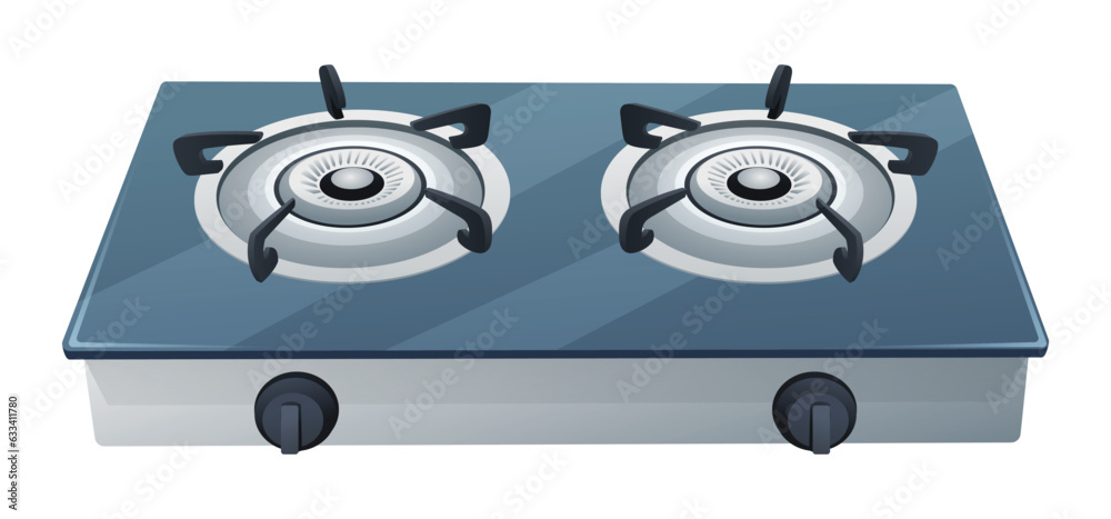 Gas stove vector illustration isolated on white background. Kitchen home appliances