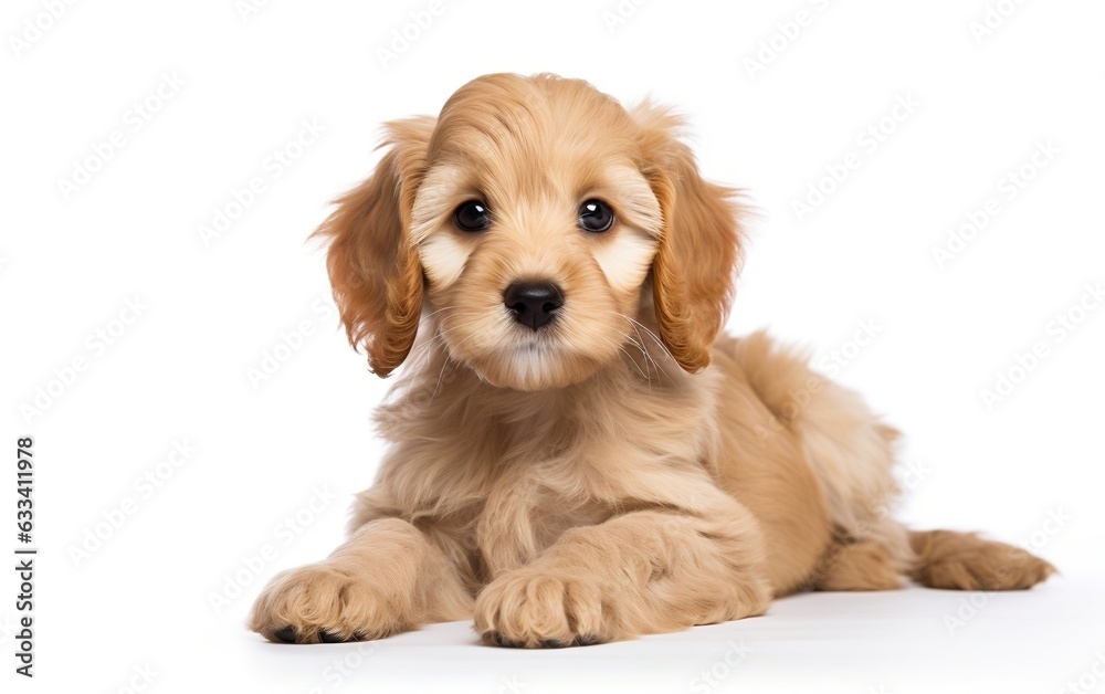 Golden puppy dog on white Background. AI