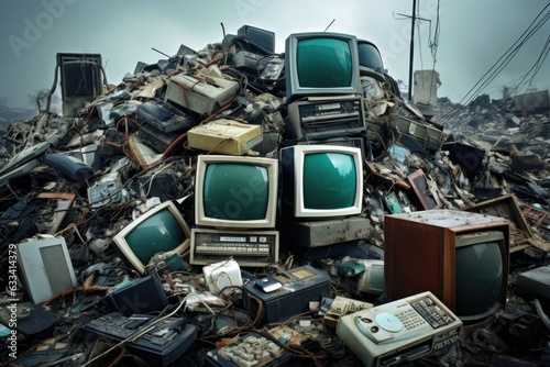 discarded electronics in a landfill