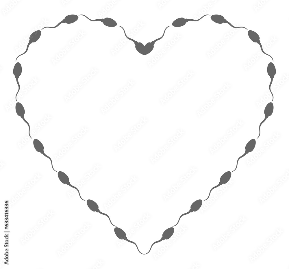 Heart Shape, Love Icon Symbol created from Sperm Silhouette, for Logo Type, Art Illustration, Apps, Website, Pictogram or Graphic Design Element. Format PNG