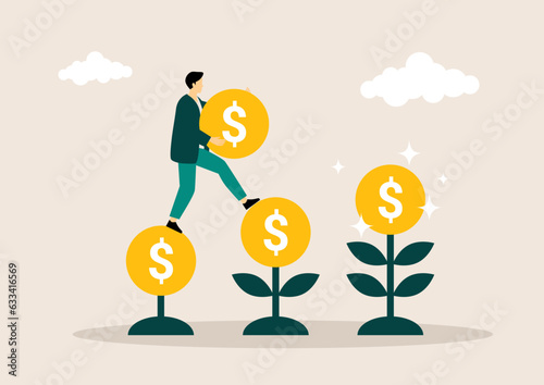 Growth concept. Containing performance, gain, improvement, grow, chart, increase, evolution and development. Vector illustration.