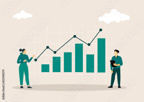 Growth concept. Containing performance, gain, improvement, grow, chart, increase, evolution and development. Vector illustration.