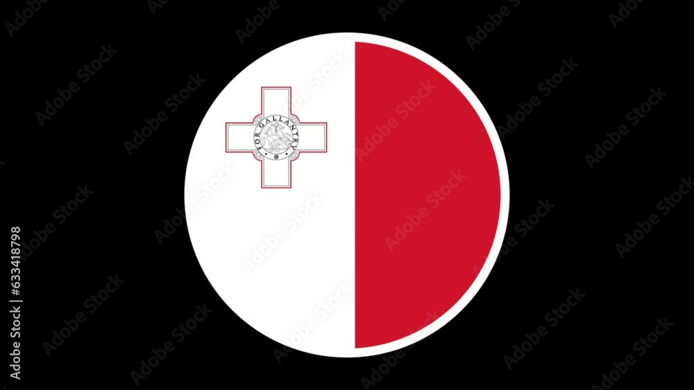 Malta round flag reveal animation  