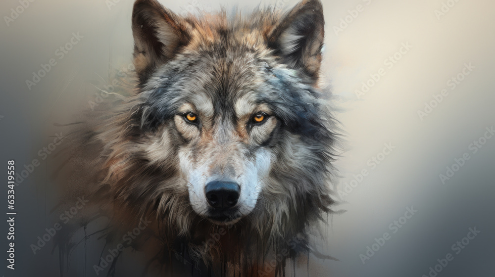 The wolf face on isolated background
