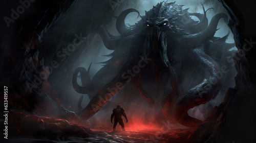 DnD Battlemap Behemoth shrouded in darkness.