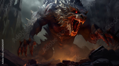 DnD Battlemap towering, hulking, beast, venomous, fangs photo