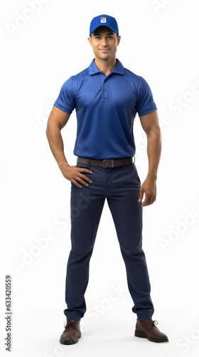 Full shot of professional looking 32 year old male. Work, job, outfit. Isolated on white background.