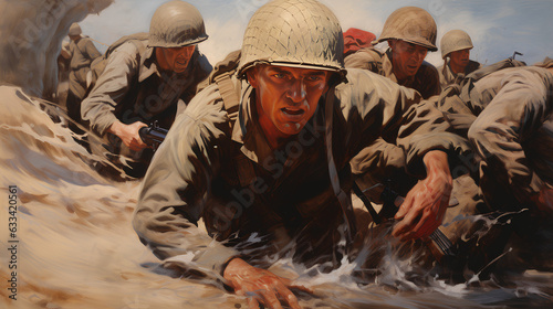 匍匐前進する兵士たち