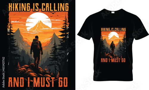 Hiking T-Shirt Vector Design Template,Adventure is Calling Hiking