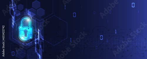 Network protection concept on abstract technology background. Protection data security concept. Cybersecurity digital Protection system innovation concept.