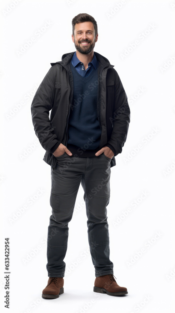 Full shot of professional looking 32 year old male. Work, job, outfit. Isolated on white background. Full shot of professional looking 32 year old male. Work, job, outfit. Isolated on white background.