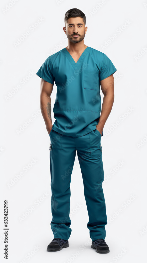 Full shot of professional looking 32 year old male. Work, job, outfit. Isolated on white background.