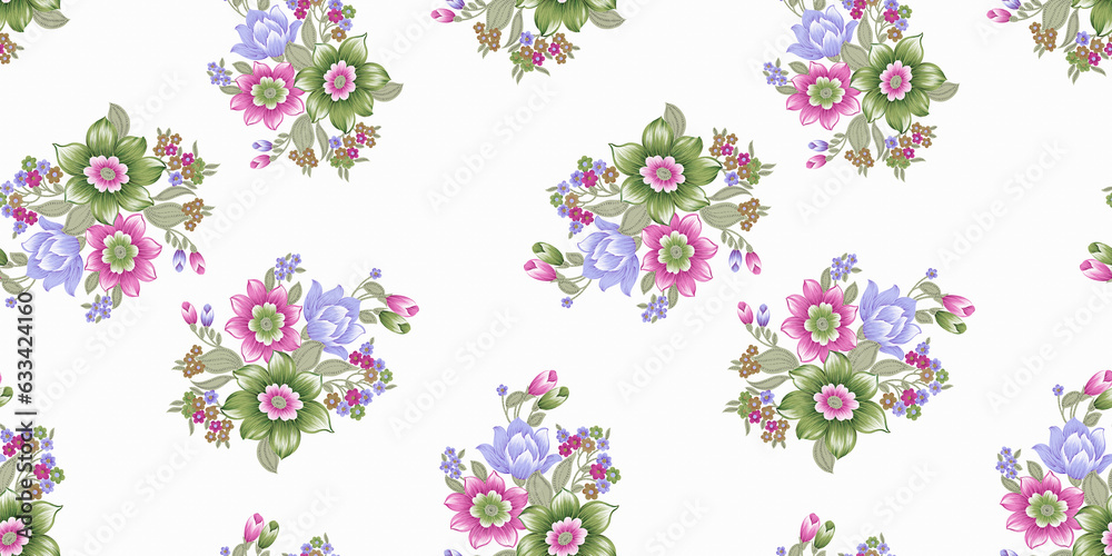 Trendy Seamless Floral Pattern in Vector,Bright seamless pattern flowers drawn on paper paints. Roses pattern bunch of flowers, repeating print for fabric on background. Trendy Seamless Floral Pattern in Vector,Bright seamless pattern flowers drawn on paper paints. Roses pattern bunch of flowers, repeating print for fabric on background.
