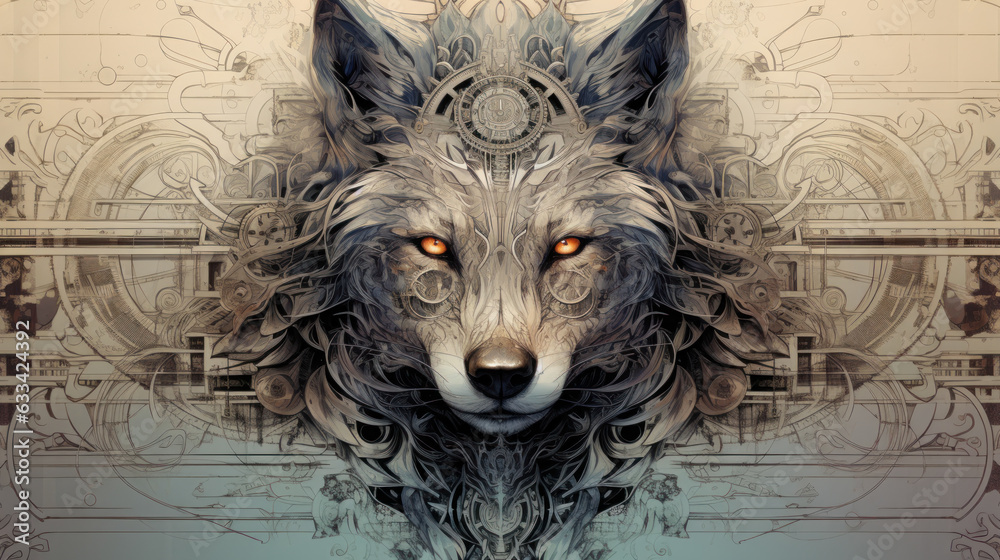 Fototapeta fantasy wolf face