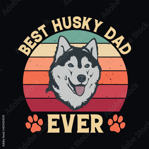 Best husky dad ever - Retro Siberian Husky dog design vector