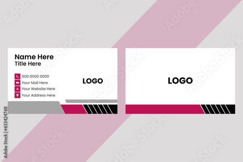 Business card design template, clean professional business card template, visiting card. Flat design vector abstract creative - Vector. Double sided business card template modern and clean style.  photo