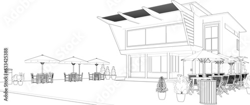 3D illustration of coffee shop
