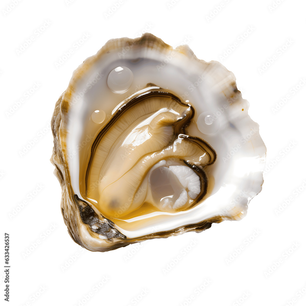 Opened Oysters isolated, Fresh Seafood Delight Opened Oysters isolated, Fresh Seafood Delight