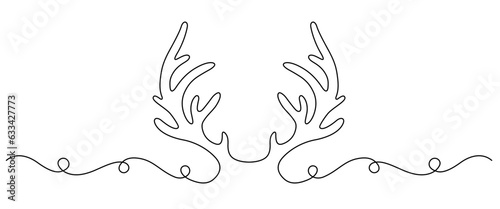deer antlers line art style. Christmas element