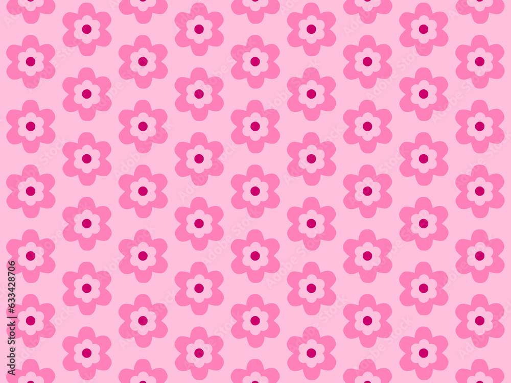 Pink Flowers Pattern Wallpaper Background