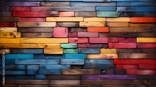  Colorful wooden background. Generative AI