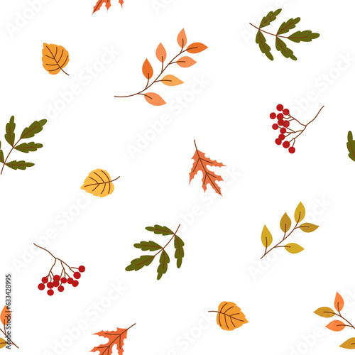Simple seamless pattern with autumn leaves