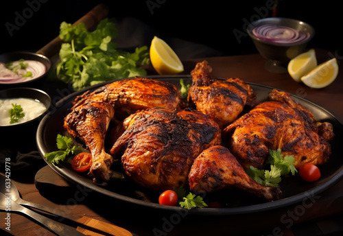 Grilled hot Delicious fresh chicken for launch 