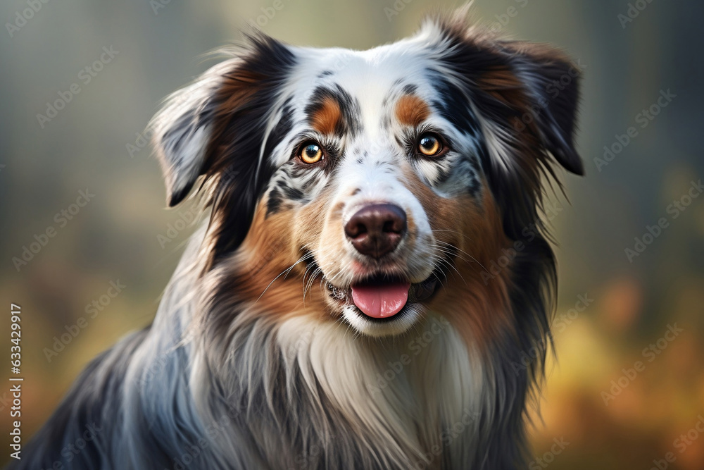 Australian Shepher dog close up portrait