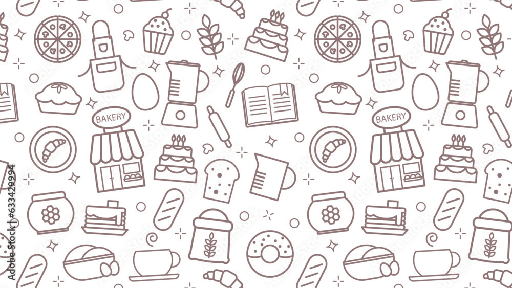 Seamless pattern with the image of baking.Doodle illustration. Vector illustration Seamless pattern with the image of baking.Doodle illustration. Vector illustration