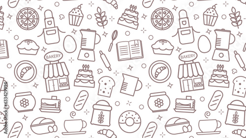 Seamless pattern with the image of baking.Doodle illustration. Vector illustration