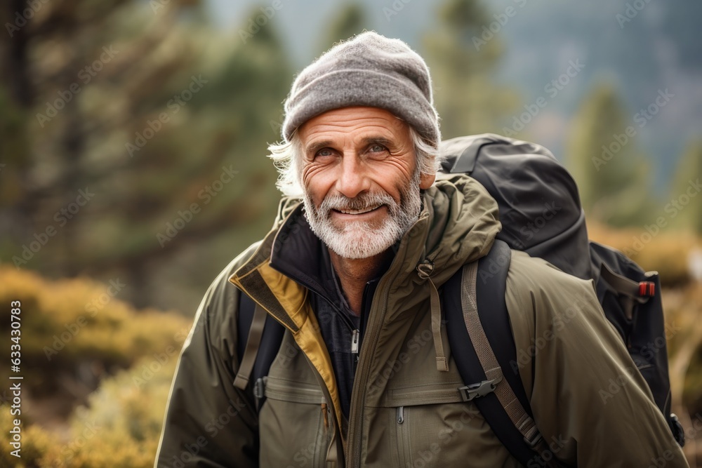 Portrait of a Active Healthy Mature Man Hiker Hiking. Aging Gracefully Portrait of a Active Healthy Mature Man Hiker Hiking. Aging Gracefully