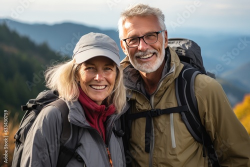Portrait of a Active Healthy Senior Mature Hikers Hiking. Aging Gracefully