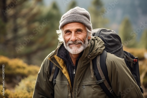 Portrait of a Active Healthy Mature Man Hiker Hiking. Aging Gracefully