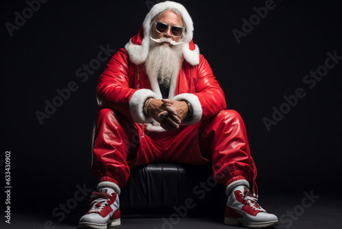 portrait of santa claus in balenciaga clothes, Generative AI