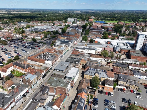.Town centre Brentwood Essex UK Town centre drone Aerial