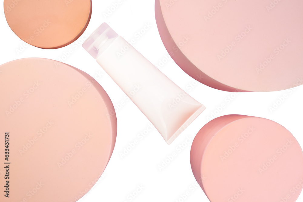 cosmetic tube container mockup flat lay